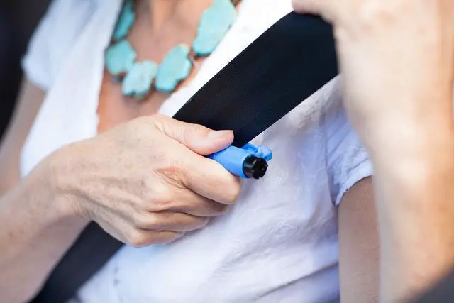 Alt view image 6 of 7 - Pack of 2, The Original Emergency Keychain Car Escape Tool, 2-in-1 Seatbelt Cutter and Window Breaker, Made in USA, Safety Yellow