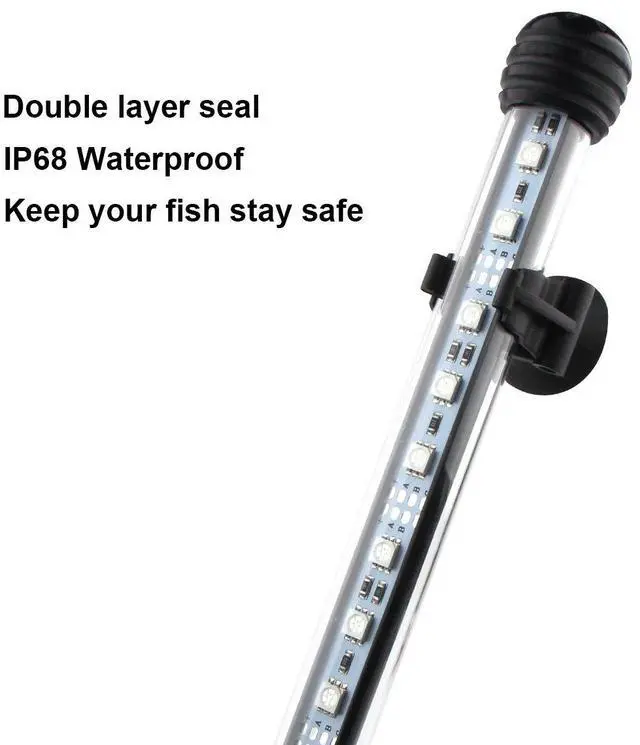 Alt view image 5 of 7 - 15 inches LED Aquarium Light, 2.5W Fish Tank Light Underwater Light Submersible Crystal Glass Lights, 21 LED Beads 12 Colors 19 Modes Brightness Adjustable Memory Function IP68 Waterproof