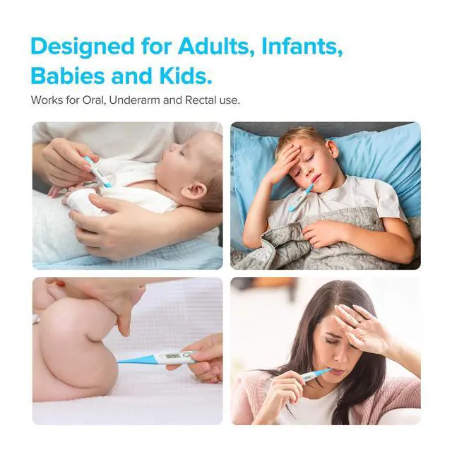 Alt view image 6 of 7 - Thermometer for Adults and Kids with 8 Seconds Fast Accurate Reading, Acctrate & Safe-Baby Thermometer for Oral, Rectal or Under Arm Use, Large LCD Display with Fever Alarm