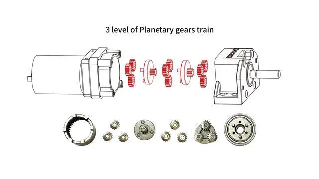 Alt view image 3 of 7 - 6-22v 200W DC Planet Gear Motor 90kg.cm High Torque Mini Metal Geared Motor for DIY Robot Rotating Table Door Lock Curtain Machine