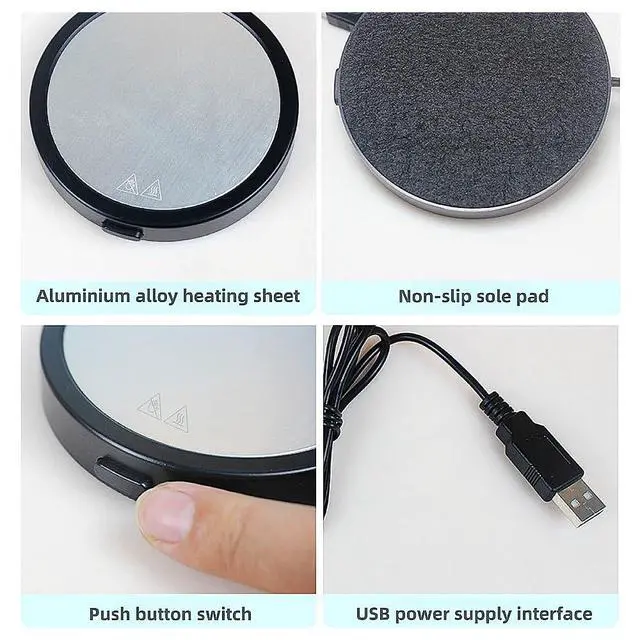 Alt view image 3 of 6 - Cup Warmer Thermostatic Heating Coaster Set Milk Coffee Office Home Warmer (White)