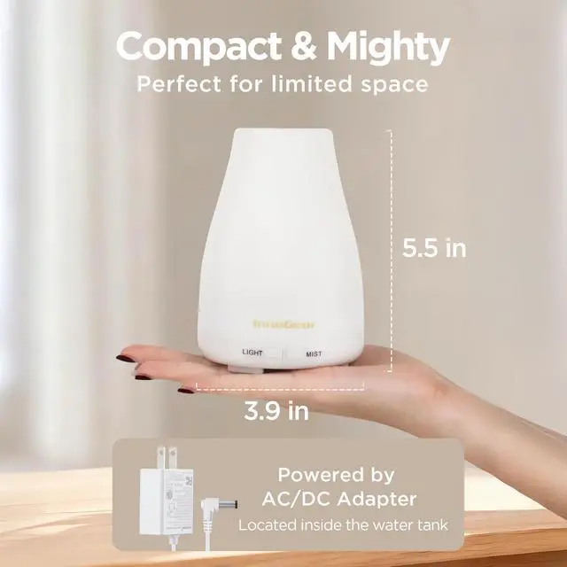 Alt view image 2 of 7 - Essential Oil Diffuser, Ultrasonic Diffusers for Home Aromatherapy Humidifier for Bedroom Room 7 Colors LED 2 Mist Mode Auto Off, Basic White