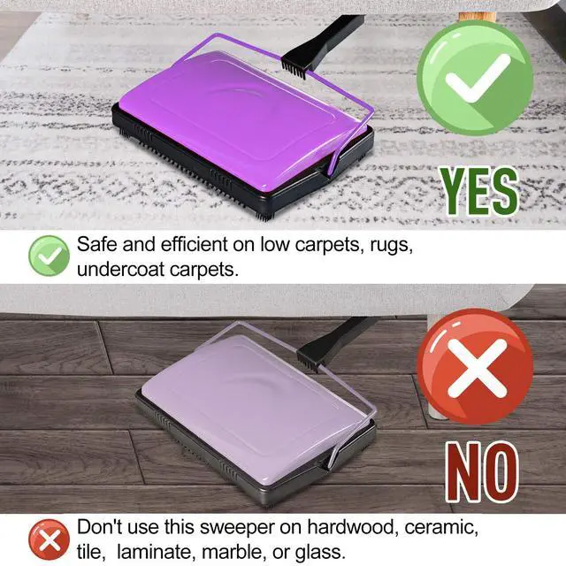 Alt view image 4 of 7 - Carpet Sweeper Cleaner for Home Office Low&Undercoat Carpets Rugs Pet Hair Dust Scraps Paper Small Rubbish Cleaning with a Brush