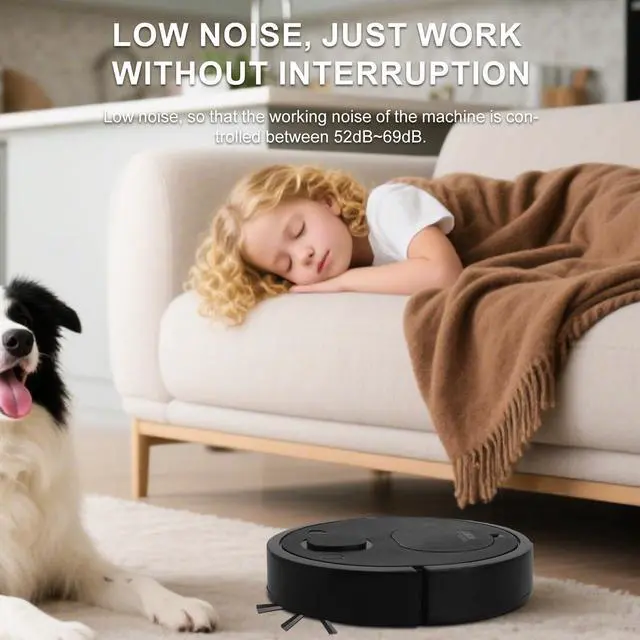 Alt view image 4 of 7 - Robotic Vacuum Cleaner, Robot Vacuum and Mop Robot Vacuum Small Low-Noise, Tangle-Free Suction-B2