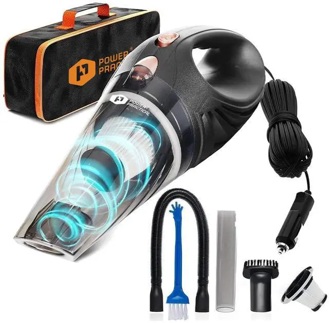 Main image of THISWORX Car Vacuum Cleaner - Portable, High Power, Handheld Vacuums w/ 3 Attachments, 16 Ft Cord & Bag - 12v, Auto Accessories Kit for Interior Detailing - Black