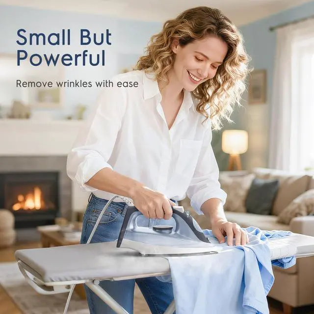 Alt view image 3 of 7 - Compact Steam Iron for Clothes, Non-Stick Soleplate, Burst of Steam, Spray Mist, Self-Cleaning, Anti-Calcium, Anti-Drip, Easy Temperature Control, Light Weight, 1200 Watts