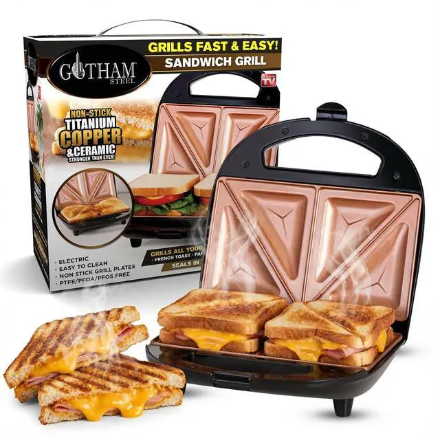 Main image of Nonstick Panini Press Sandwich Maker, 2in1 Breakfast Sandwich Maker Grill / Sandwich Press Grill with Indicator Light, Grilled Cheese Maker Makes 2 Sandwiches with Easy Cut Edges
