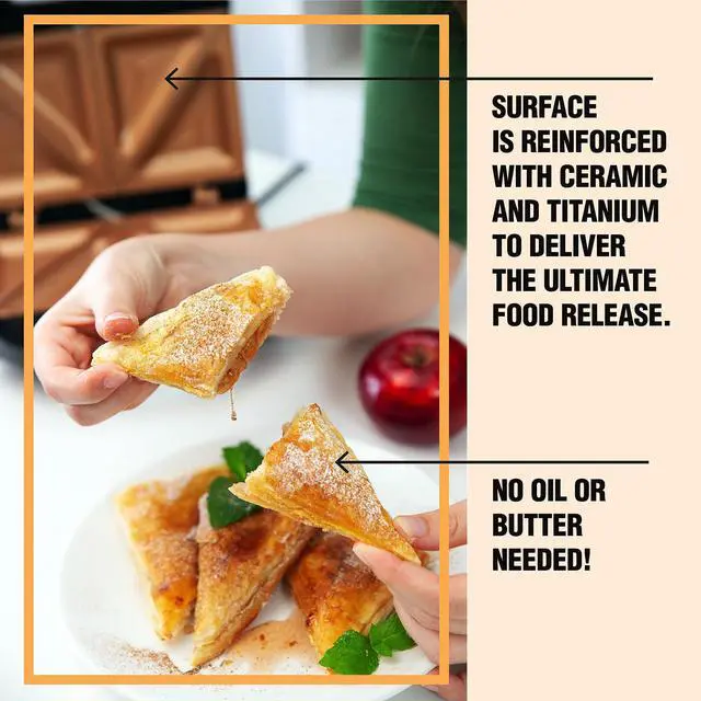 Alt view image 4 of 6 - Nonstick Panini Press Sandwich Maker, 2in1 Breakfast Sandwich Maker Grill / Sandwich Press Grill with Indicator Light, Grilled Cheese Maker Makes 2 Sandwiches with Easy Cut Edges