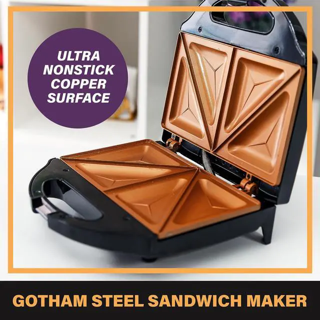 Alt view image 3 of 6 - Nonstick Panini Press Sandwich Maker, 2in1 Breakfast Sandwich Maker Grill / Sandwich Press Grill with Indicator Light, Grilled Cheese Maker Makes 2 Sandwiches with Easy Cut Edges