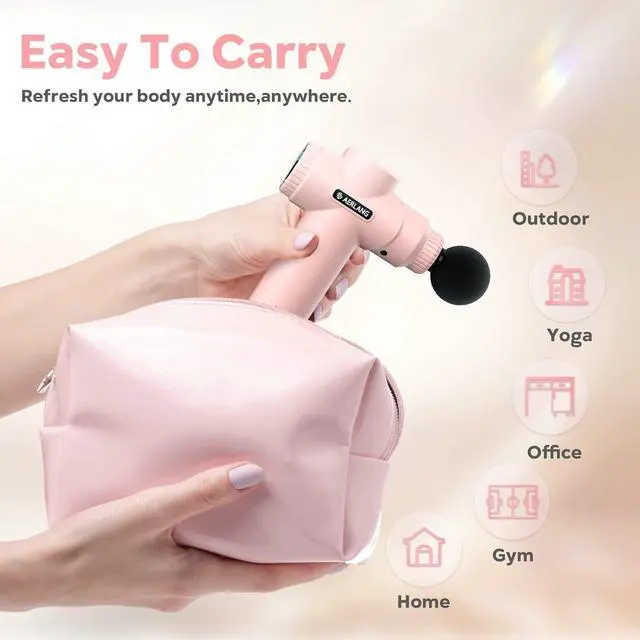 Alt view image 4 of 7 - Mini Massage Gun-PinkMuscle Deep Tissue Massager Gun, Handheld Percussion Massager, Portable Quiet Massage Gun with Carry Case for Home Office Gym Motehr Day Gifts for Women Men Her