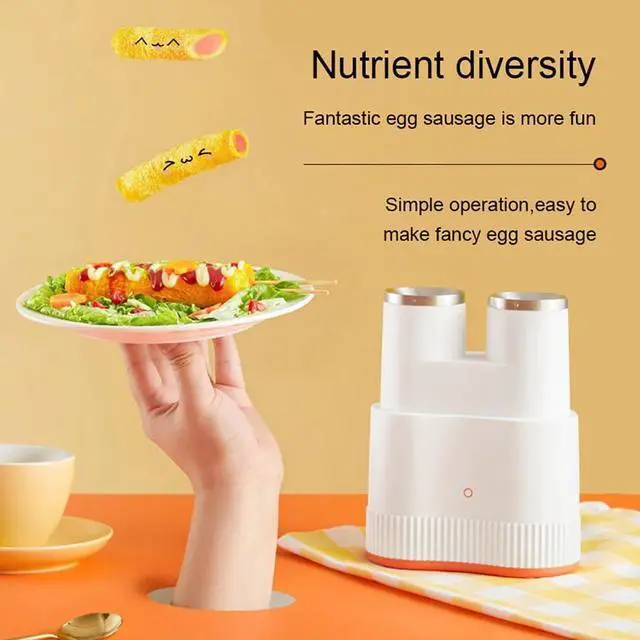 Alt view image 5 of 5 - Double-tube Automatic Egg Roll Machine, Egg Boiler Sausage Machine, Hot Dog Roll Machine, Egg Cooker, Non-stick Pan, 7-minute Quick Cooking Tool, White