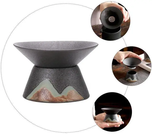 Alt view image 2 of 7 - Kung Fu Tea - Ceramic Tea Cup Infuser with Mesh Sifter & Strainer for Single Serve or Teapot