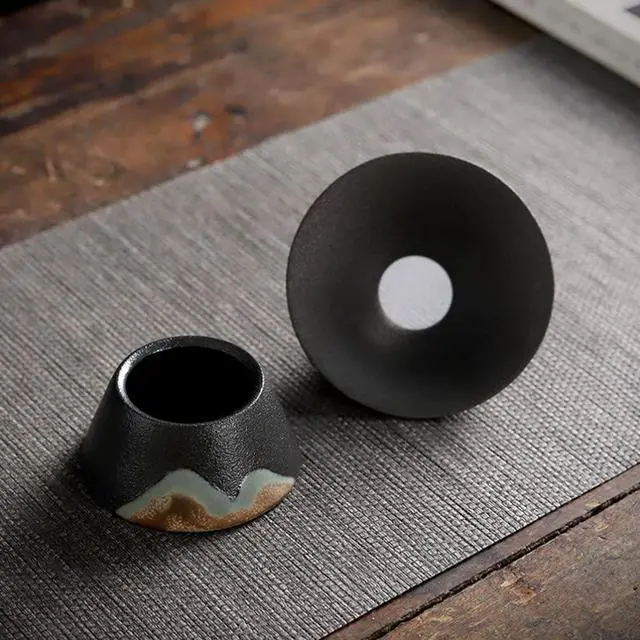 Alt view image 4 of 7 - Kung Fu Tea - Ceramic Tea Cup Infuser with Mesh Sifter & Strainer for Single Serve or Teapot