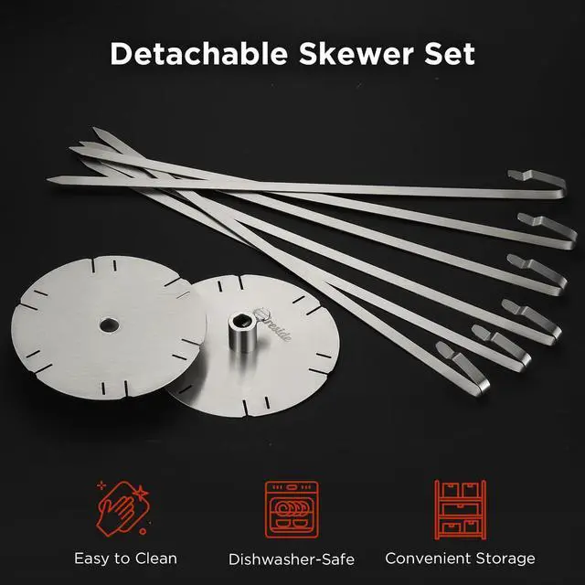 Alt view image 4 of 7 - Universal Grill Rotisserie Skewer Set, 304 Stainless Steel, Fits 1/2 or 3/8" Hexagon, 3/8" or 5/16" Square Spit Rods, Compatible with Most Grills, for Outdoor BBQ and Gatherings