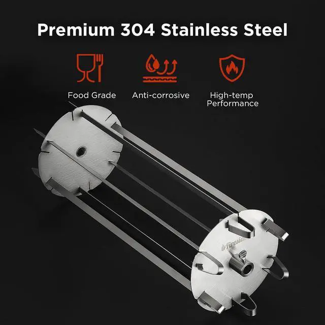 Alt view image 2 of 7 - Universal Grill Rotisserie Skewer Set, 304 Stainless Steel, Fits 1/2 or 3/8" Hexagon, 3/8" or 5/16" Square Spit Rods, Compatible with Most Grills, for Outdoor BBQ and Gatherings