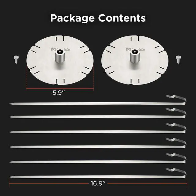 Alt view image 5 of 7 - Universal Grill Rotisserie Skewer Set, 304 Stainless Steel, Fits 1/2 or 3/8" Hexagon, 3/8" or 5/16" Square Spit Rods, Compatible with Most Grills, for Outdoor BBQ and Gatherings