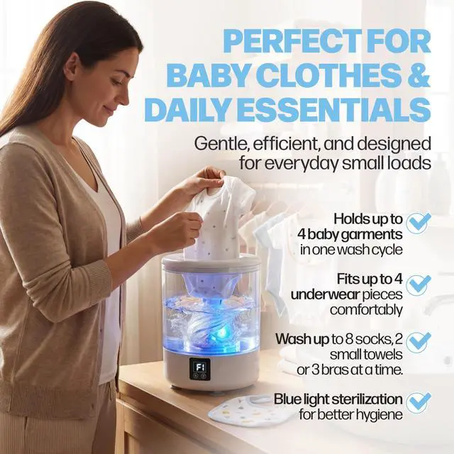 Alt view image 3 of 7 - Mini Washing Machine - 3L Underwear Washing Machine with 6000mAh battery + 2 FREE Gifts of Soup dispenser Brush + Mesh Laundry Bag