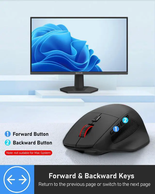 Alt view image 7 of 7 - Large Wireless Gaming Mouse for Big Hands, Tri-Modes 2.4G/Bluetooth/Wired Rechargeable Ergo RGB Mouse with 2 Side Buttons, 6 Backlit Modes, Programmable Macro Gamer Mouse