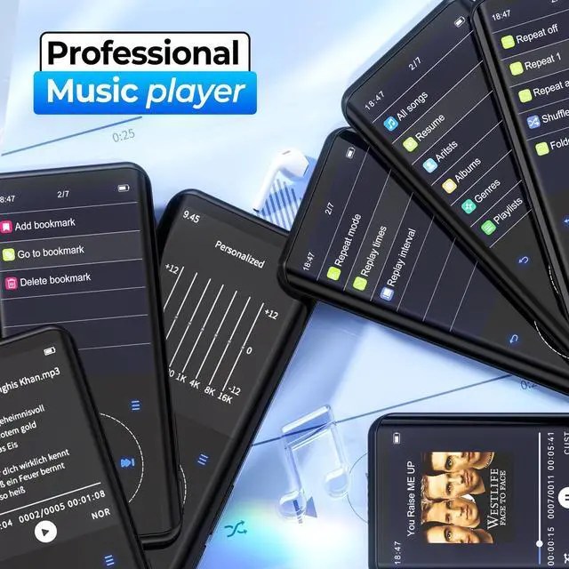 Alt view image 7 of 7 - 64GB MP3 Player with Bluetooth 5.3, Speaker, 2.4 inch Screen, Portable Music Player for Sport Running, FM Radio, Voice Recorder, Digital Audio Video Shuffle Playback, Support 128GB Micro SD Card