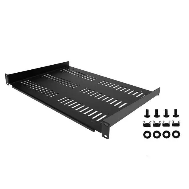 Alt view image 6 of 6 - 1U Vented Cantilever Shelf, 12in, 55lb, 25kg (SHELF-1U-12-FIXED-V)