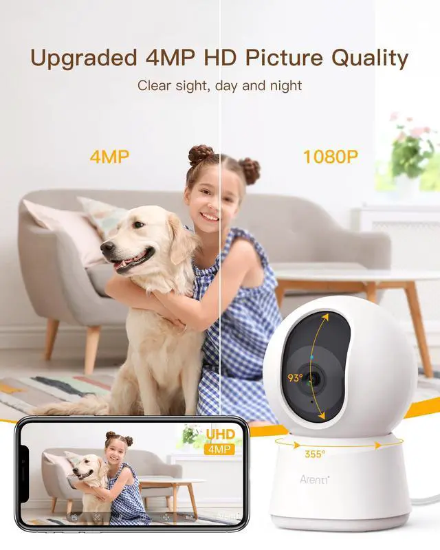 Alt view image 4 of 7 - 5G Indoor Security Camera, 4MP Pet Camera with Speaker for Dog/Cat, Baby Monitor with Phone App, Dual-Band WiFi, Auto Tracking, Super Night Vision, 2-Way Talk, Cloud & SD Card Storage(P2Q)