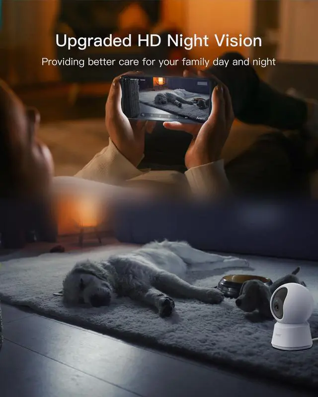 Alt view image 7 of 7 - 5G Indoor Security Camera, 4MP Pet Camera with Speaker for Dog/Cat, Baby Monitor with Phone App, Dual-Band WiFi, Auto Tracking, Super Night Vision, 2-Way Talk, Cloud & SD Card Storage(P2Q)