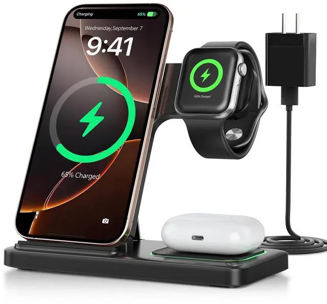 Main image of 2026 Traveling Portable Wireless Fast Charger for Apple & Android Charging Station,3 in 1 Charging for iPhone 17 16 15 14 13 12 11,Apple Watch & Air pods 4 3 2 Pro,Samsung Galaxy-Gifts for Family