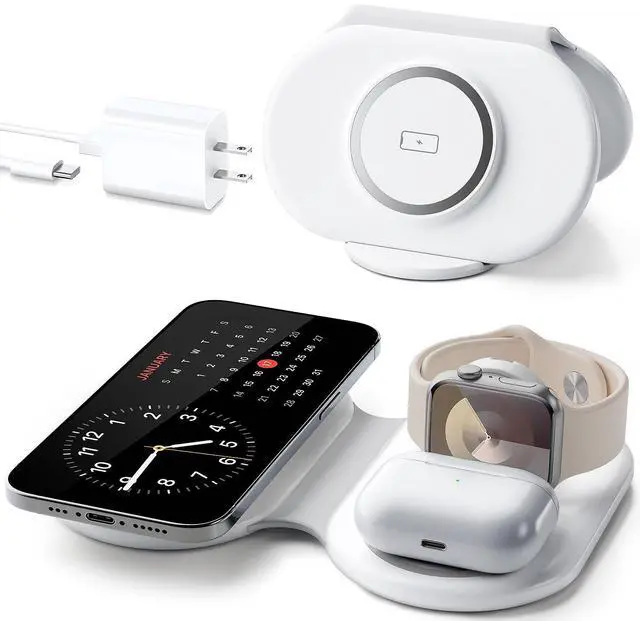 Main image of 2026 Traveling Portable Wireless Mag-Safe Fast Charging Station,Magnetic 3 in 1 Charger for iPhone 17 16 15 14 13 12 Pro Max Plus,Apple Watch Series & Air pods 4 3 2 Pro-Gifts for Family