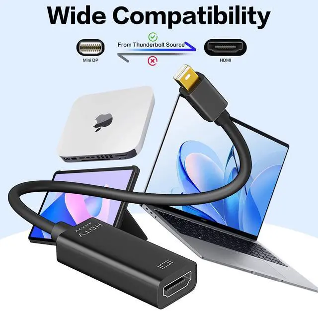 Alt view image 5 of 7 - 4K Mini DisplayPort to HDMI Adapter 2 Pack, 4K@30Hz Mini DP to HDMI Adapter, Gold-Plated Thunderbolt to HDMI Converter Compatible with MacBook Air/Pro, Microsoft Surface Pro/Dock, Monitor, Projector