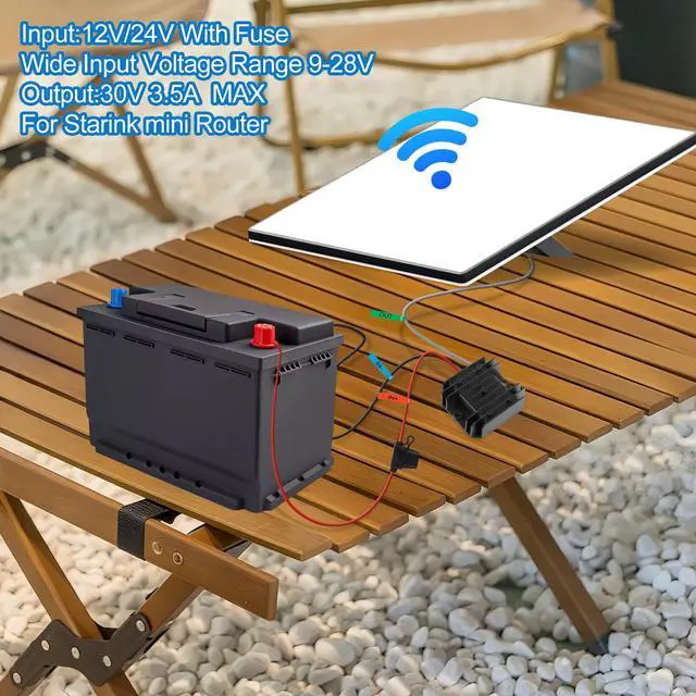 Alt view image 2 of 7 - Starlink Mini Power Supply Starlink Mini 12V Adapter 12V/24V to 30V 3.5A, Waterproof DC Step Up Converter with Female Plug 9-28V Input for RV/Off-Grid/Marine, Starlink Mini Accessories
