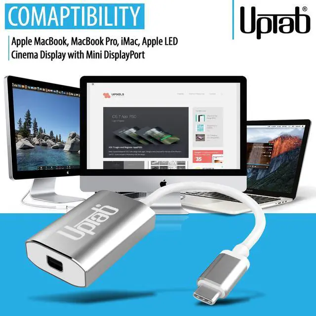 Alt view image 5 of 7 - USB C to Mini DisplayPort Adapter UPTab 4K@60Hz USB-C Thunderbolt 3 to MDP Adapter with Power Port for New M4 MacBook Pro/Air, iPad Pro, Mac mini M4, iMac, and More (Silver)