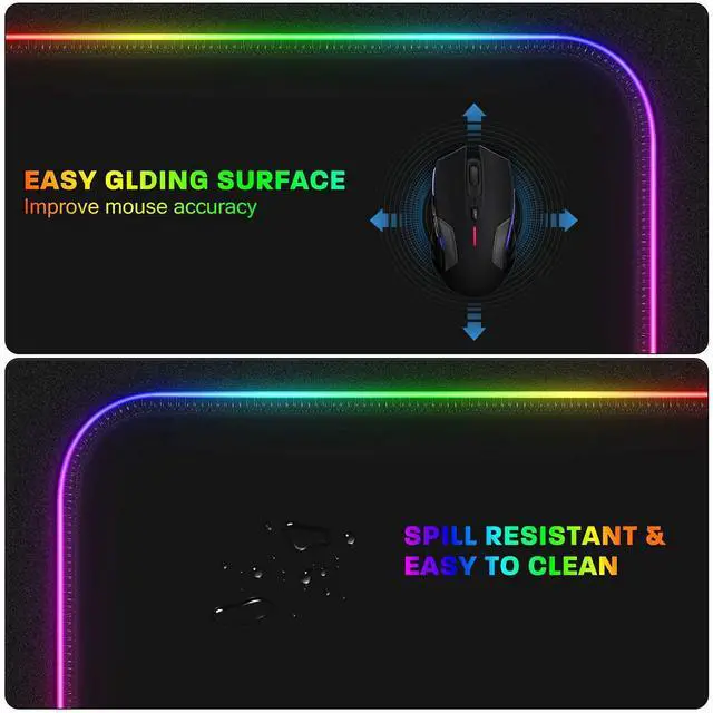 Alt view image 6 of 6 - Mouse Pad Gaming Large Mouse Pads for Keyboard and Mouse Extended RGB Mouse Mat, 12 Lighting Modes, Waterproof, Non-Slip Rubber Base XXL Mousepads for Desk Computer PC Laptop-31.5 X 12inches