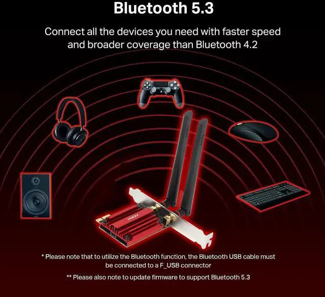 Alt view image 4 of 7 - WiFi 6E PCIe Card AX210, 5400Mbps Tri-Band Wireless Adapter with Bluetooth 5.3, Ultra-Low Latency for Gaming & 8K Streaming, Supports Windows 10/11 64-Bit, for Desktop PC