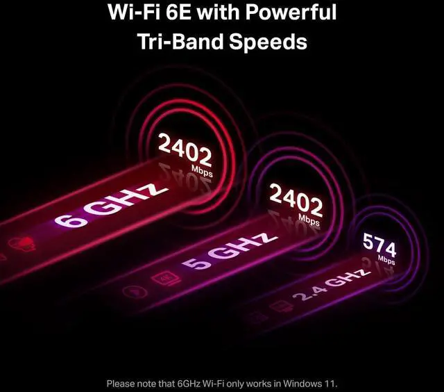 Alt view image 5 of 7 - WiFi 6E PCIe Card AX210, 5400Mbps Tri-Band Wireless Adapter with Bluetooth 5.3, Ultra-Low Latency for Gaming & 8K Streaming, Supports Windows 10/11 64-Bit, for Desktop PC