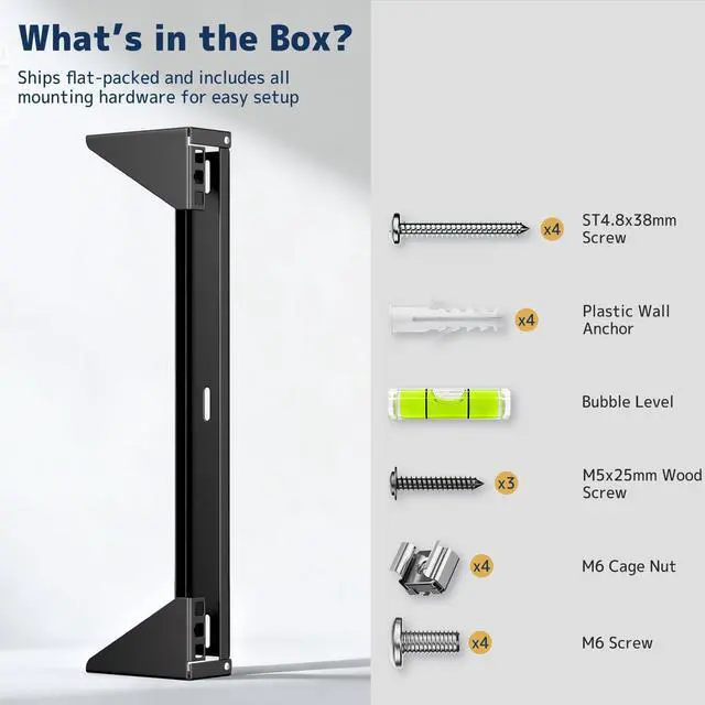 Alt view image 5 of 7 - 1U Vertical Wall-Mount Rack - 19" Steel Wall & Under-Desk Bracket for Server, Network Switch, or Patch Panel, Supports up to 121lbs, for Cabinet or Server Room, JHSVR-1U