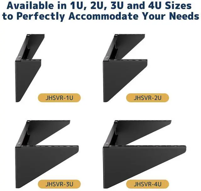 Alt view image 6 of 7 - 1U Vertical Wall-Mount Rack - 19" Steel Wall & Under-Desk Bracket for Server, Network Switch, or Patch Panel, Supports up to 121lbs, for Cabinet or Server Room, JHSVR-1U