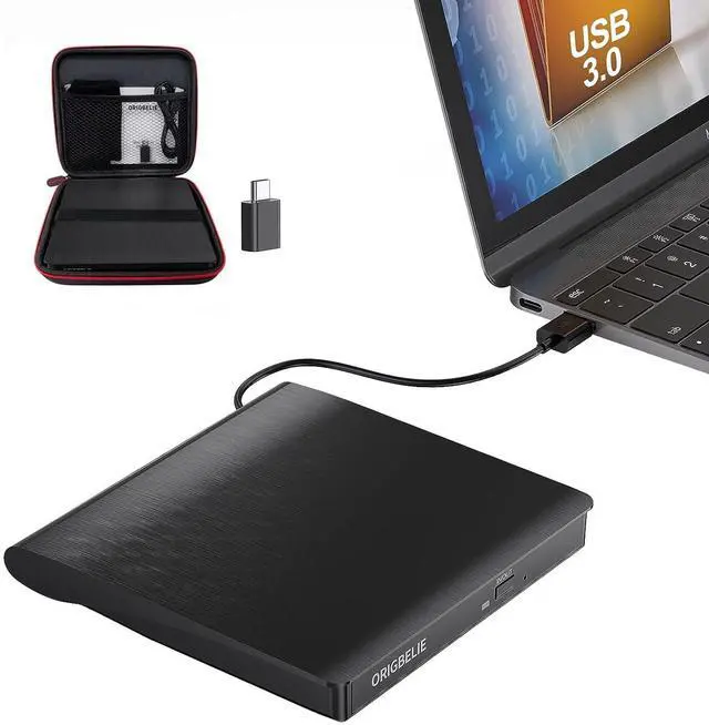 Main image of KEHIPI External CD DVD Drive for Laptop, USB 3.0 Portable CD DVD Burner Player Reader Writer for MacBook iMac Laptop Desktop PC Windows 11/10/8/7/XP Linux Mac OS with Carrying Case