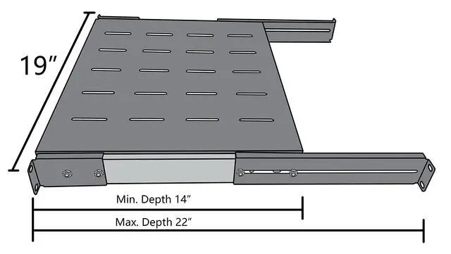 Alt view image 3 of 3 - Sliding Rack Shelf 19" Server Rack Mount Cabinet 14"-22" Adjustable Depth 4 Post