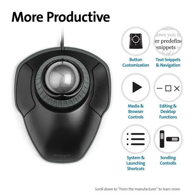 Alt view image 5 of 6 - Orbit Trackball Mouse with Scroll Ring (K75327WW), Black-Grey