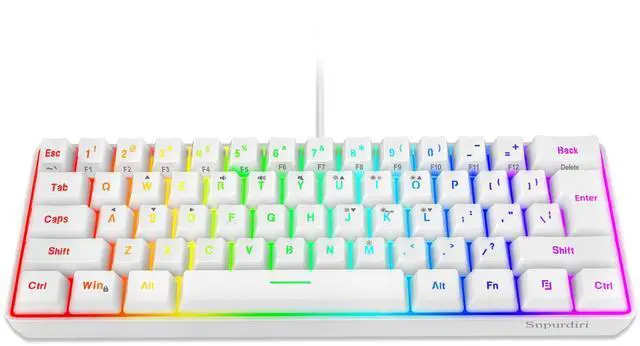 Main image of 60% Wired Gaming Keyboard, 61 Keys RGB Backlit Wrist Rest Ultra-Compact Mini Waterproof Keyboard for PC Computer Gamer (White)