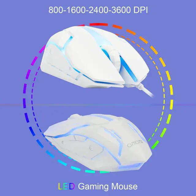 Alt view image 4 of 6 - 87 Keys TKL Wired Gaming Keyboard, Rainbow Led Backlight, White Keyboard and Mouse 3200DPI Combo Compatible with PC Laptop Ps4 Ps5 Xbox Gamer