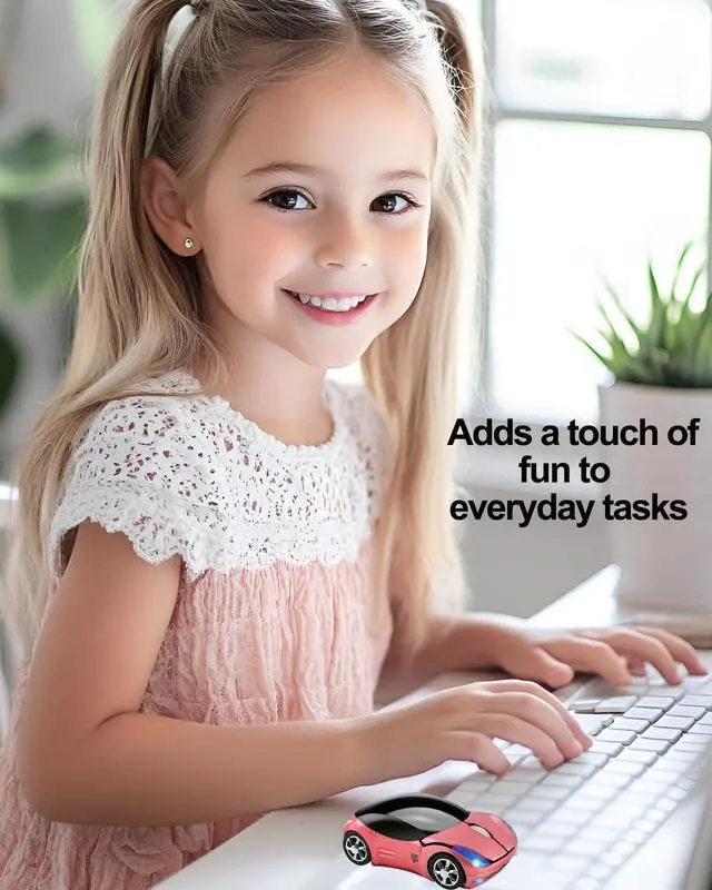 Alt view image 2 of 5 - Wireless Mouse Cute Sport Car Shape Mouse Optical Ergonomic Gaming Mice Mini Small Office Gift for Boy Girl Men Women Kids Mom Dad with USB Receiver for PC Laptop Computer Mac,1600DPI 3 Buttons