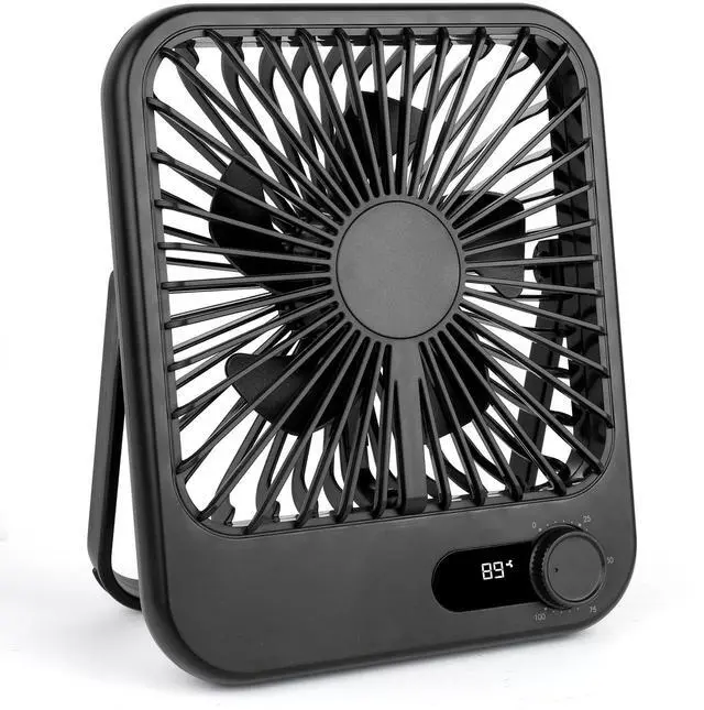 Main image of 100-Speed Ultra-Quiet Desk Fan for Sleeping, 6.8" Rechargeable Portable Fan with LED Display, 180° Adjustable Head & Tripod Base - Battery/USB Powered Mini Fan for Office, Cruise, Travel (black)