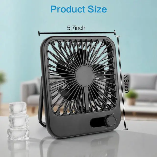Alt view image 5 of 7 - 100-Speed Ultra-Quiet Desk Fan for Sleeping, 6.8" Rechargeable Portable Fan with LED Display, 180° Adjustable Head & Tripod Base - Battery/USB Powered Mini Fan for Office, Cruise, Travel (black)