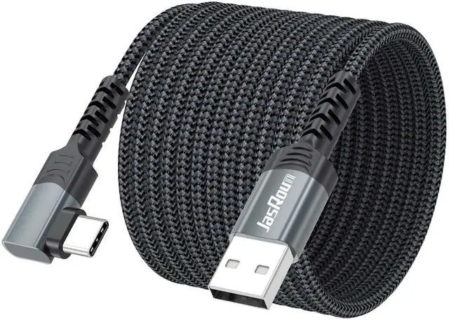 Main image of 15ft USB C Cable Right Angle, 3A Fast Charging 90 Degree Cord Long USB to Type C 2.0 Data Transfer Braided for Switch, Steam Deck, Tablet, iPhone 17/16/15, Galaxy S25 Andriod Phone, Security Camera