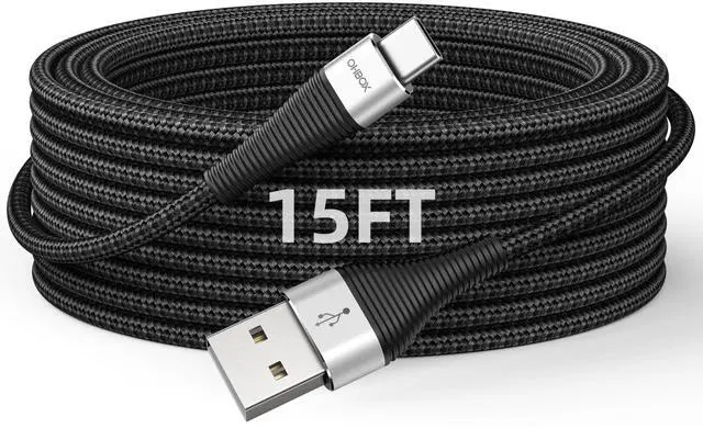 Main image of Extra Long USB to USB C Cable 15FT, Type A to Type C Cord Fast Charging Durable Braided Charger for iPhone 17 Pro Max, 16/15 Plus, iPad Pro/Air/Mini/10, Samsung, Pixel, Moto, Android Phones - Black