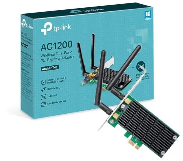 Main image of Archer T4E AC1200Mbps Dual-Band Wireless WiFi Adapter for PC with Two Antennas, PCIe WiFi Card for Desktop, Low-Profile Bracket Included, Supports Windows 11/10/8.1/8/XP (32/64 bit)