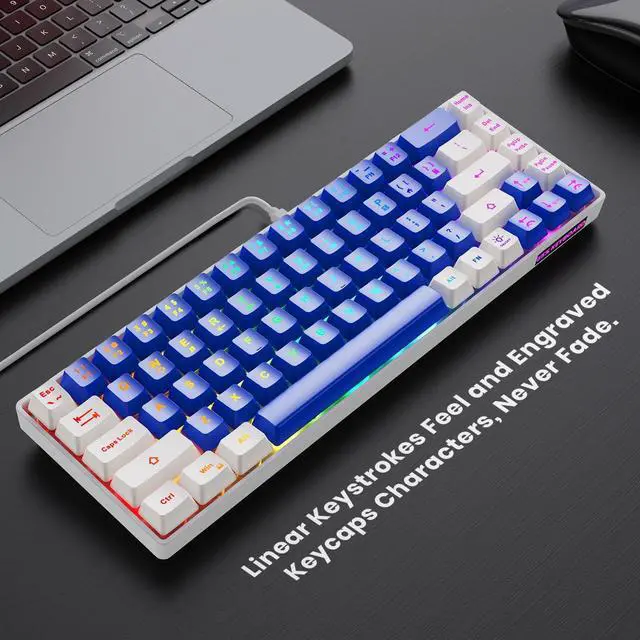 Alt view image 2 of 6 - 65% Gaming Keyboard, LED Backlit Mini Wired Keyboard, Ultra-Compact Anti-Ghosting No-Conflict 68 Keys Membrane Gaming Wired Keyboard for PC Laptop Windows Gamer