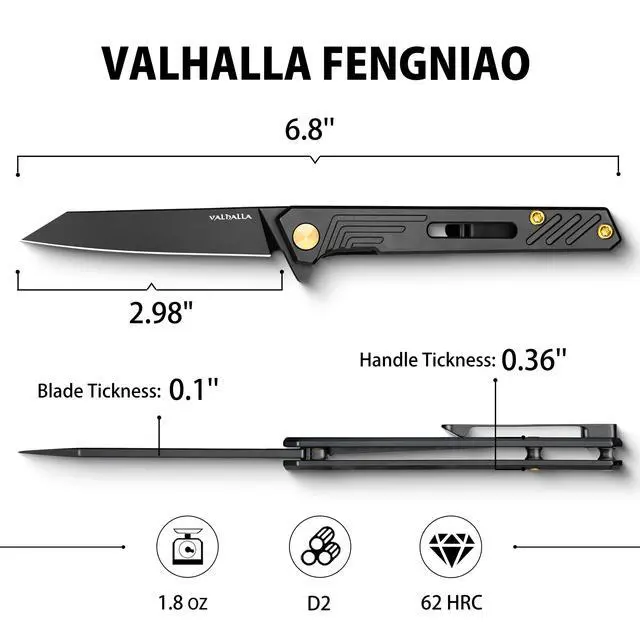 Alt view image 7 of 7 - Slim EDC Pocket Knife, 2.98'' D2 Steel Reverse Tanto Folding Knife, Compact Work Knife, Pocket Knife For Men with Clip, Frame Lock, Gift For Men Women