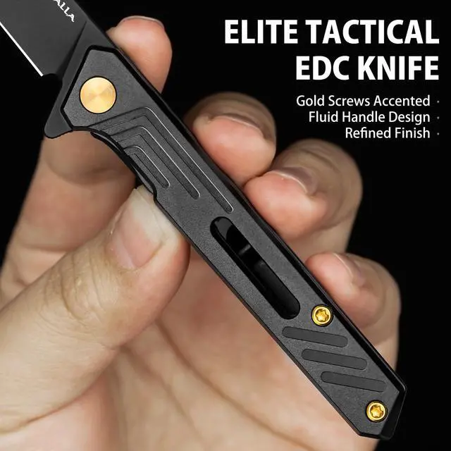 Alt view image 3 of 7 - Slim EDC Pocket Knife, 2.98'' D2 Steel Reverse Tanto Folding Knife, Compact Work Knife, Pocket Knife For Men with Clip, Frame Lock, Gift For Men Women